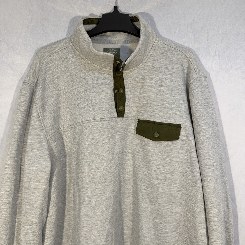 mens 1/4 zip pullover Button Snap Fleece Sweater Gray Size 2XL Chest Pocket